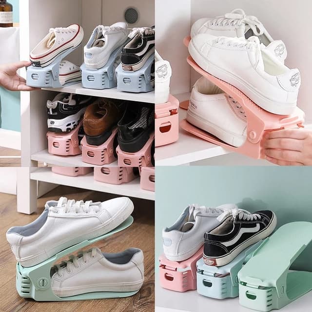 Shoe Organizer Double Shoebox Rack Adjustable Space Saving Range Shoe Stora