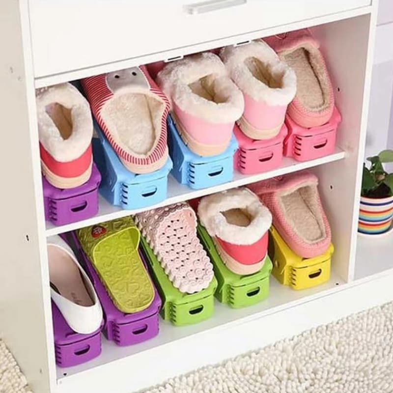 Shoe Organizer Double Shoebox Rack Adjustable Space Saving Range Shoe Stora