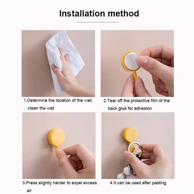 10pcs/set Towel Hook Bathroom Organizer Multicolor Punch-free Key Hook Hang
