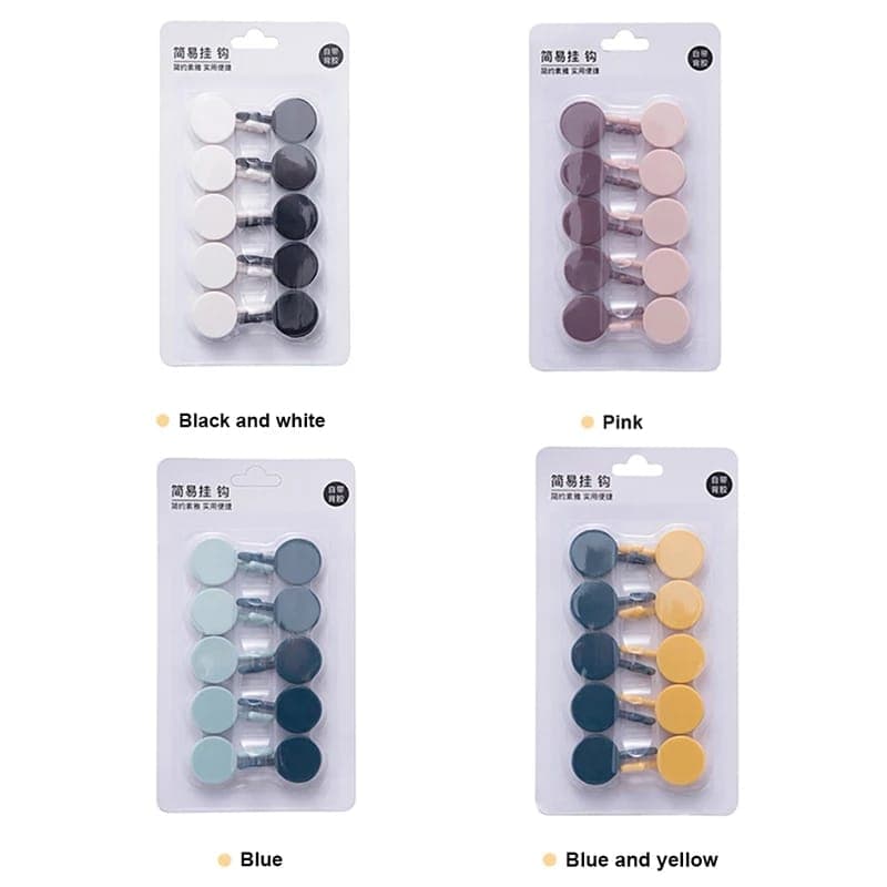 10pcs/set Towel Hook Bathroom Organizer Multicolor Punch-free Key Hook Hang