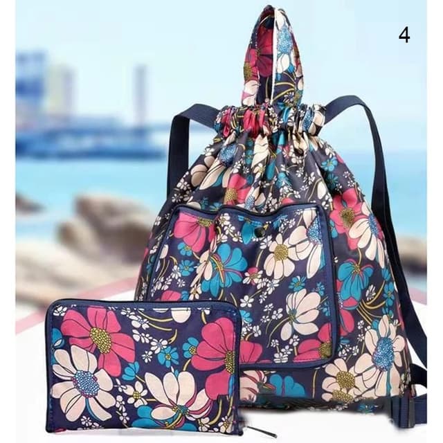 Foldable Drawstring Backpack Shoulder Hiking Travel Backpack Storage Drawst