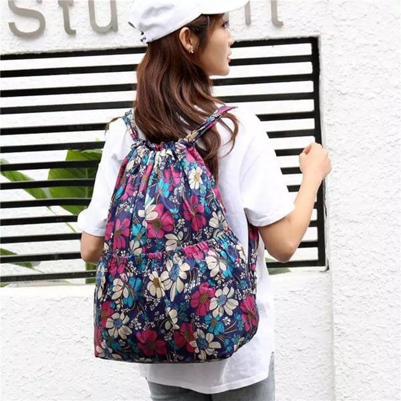 Foldable Drawstring Backpack Shoulder Hiking Travel Backpack Storage Drawst