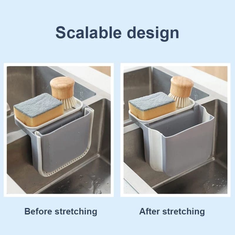 Double Suction Cup Hanging Sink Drain Basket Foldable Storage Box For Home 