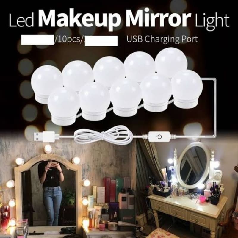 10 Bulb LED Vanity Mirror Light USB Makeup Vanity Light Cosmetic Hollywood 