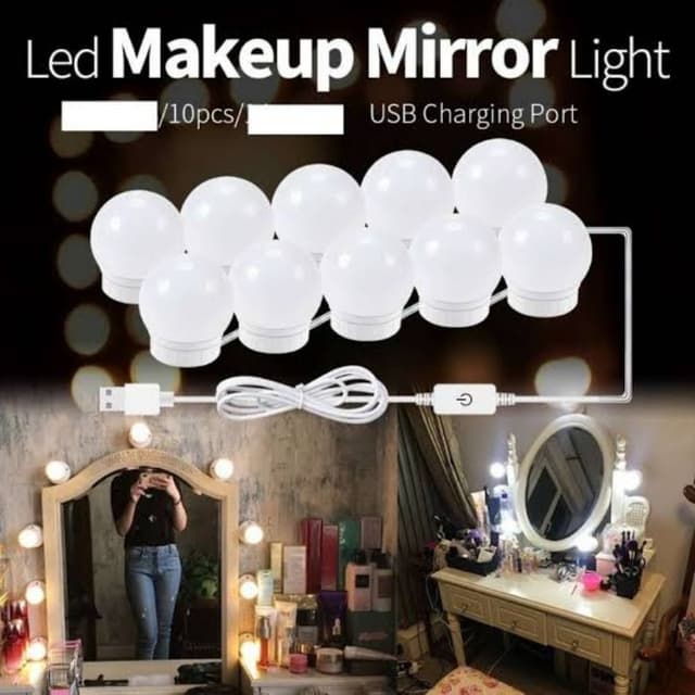 10 Bulb LED Vanity Mirror Light USB Makeup Vanity Light Cosmetic Hollywood 