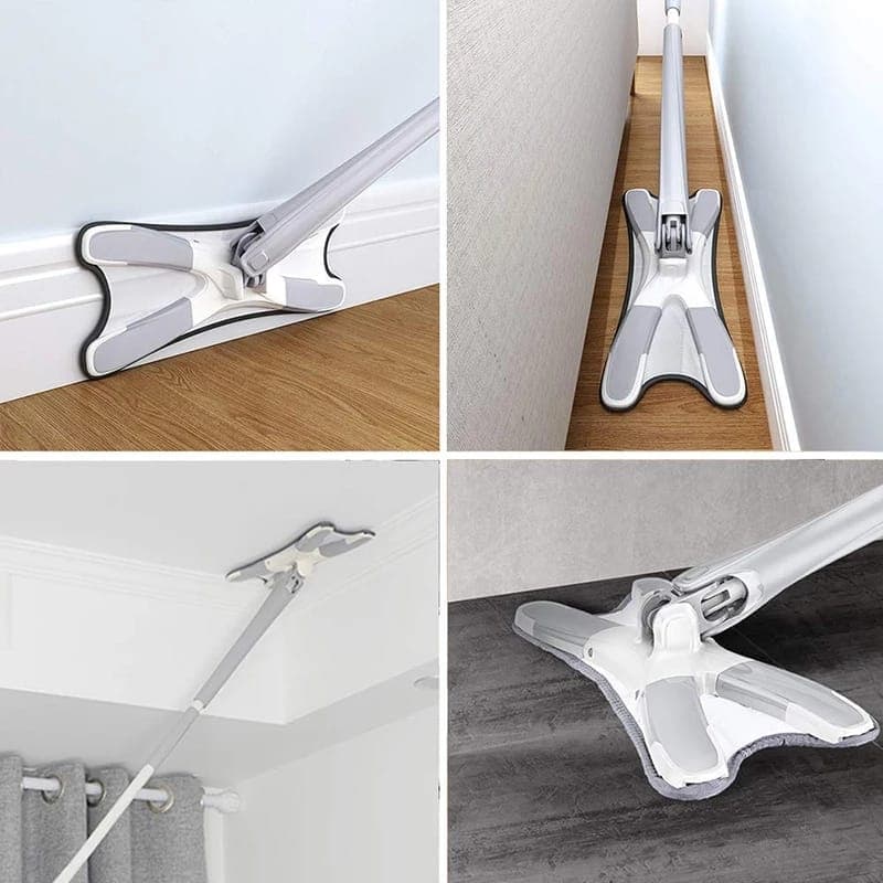 X-type Flat Floor Mop With Replace Cloth Heads 360 Degree Squeeze Mop Hand-