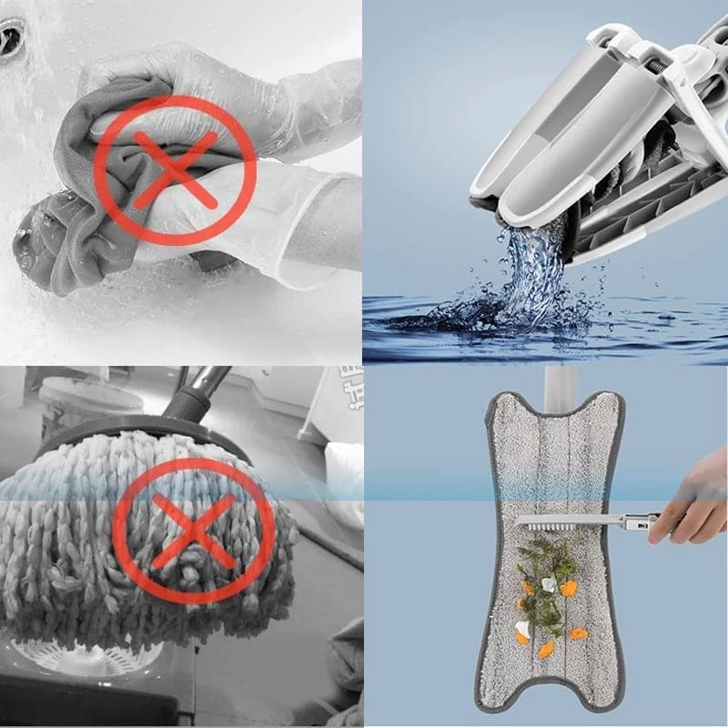X-type Flat Floor Mop With Replace Cloth Heads 360 Degree Squeeze Mop Hand-