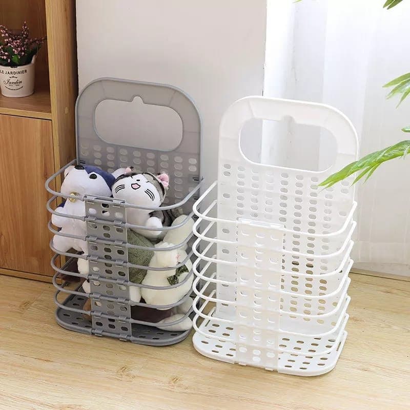 Household Folding and Dirty Clothing Basket Containing Clothes Without Punc