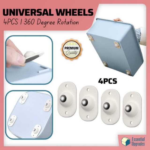 4PC Self Adhesive Pulley 360º Rotating Wheels Mini Swivel Casters Wheels,U