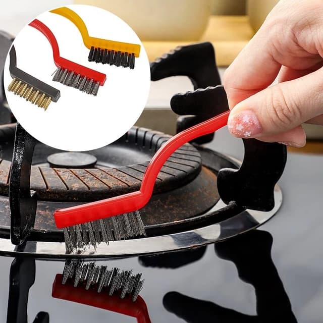 URANN 3Pcs Brass Brush Stainless Steel Nylon Brush Cleaning Polishing Brush