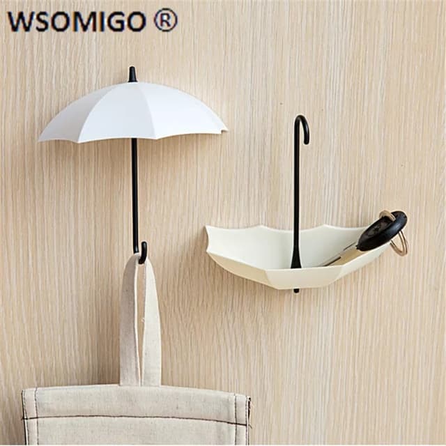 3pcs/pack Kitchen Accessories Plastic Umbrella Strong Adhesive Hook Key Hoo
