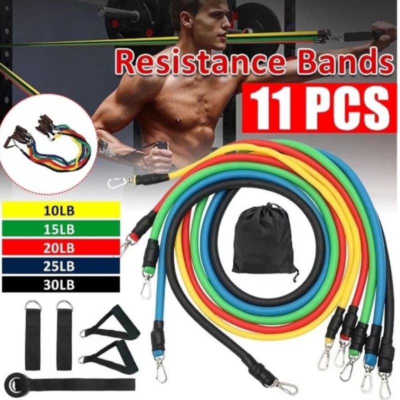 Power Resistance Band Set of 11 Piece 5 Tubes door hanger 5 in 1 combo