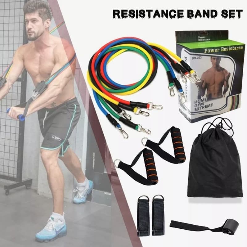 Power Resistance Band Set of 11 Piece 5 Tubes door hanger 5 in 1 combo